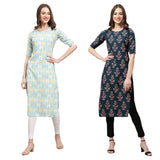Pinkmint Women's Crepe Digital Print Straight Kurta(Pack of 2)[QL-343-335-S]