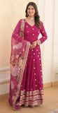 Wedani Faux Georgette Embroidered Sequins Anarkali Kurta Set For Women (In Alpha S Regular Pink),PINK,S,Georgette,Anarkali,