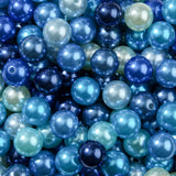 BERMRO 16mm Acrylic Beads 100pcs Blue Pearl Focal Bead Beadable Chunk Bubblegum Beads for DIY Crafting Necklace Bracelet Jewelry