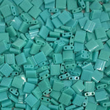 Miyuki Tila Beads - 2 Hole Square Beads, 5x5x1.9 mm, 5 Grams Glass Beads Turquoise (TL412)