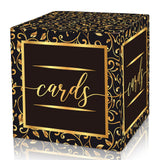 HEZNZXQ Black Gold Foil Card Box - Collapsible Money Box or Gift Box for Baby & Bride Shower, Birthday, Wedding Reception, Engag
