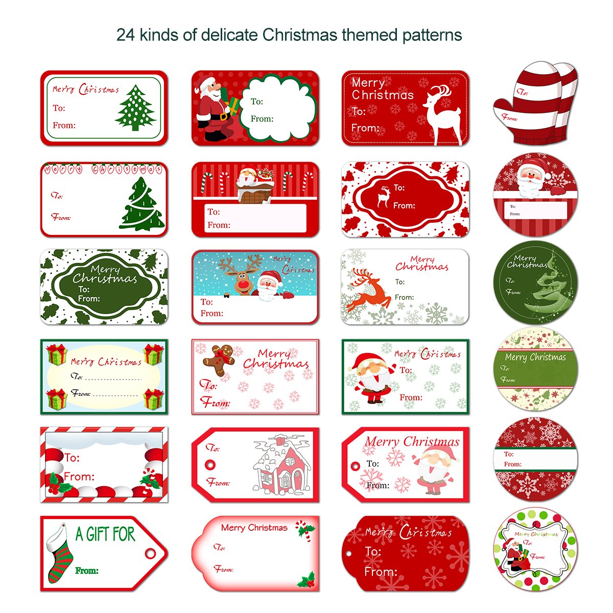 144Pcs Christmas Self Adhesive Sticker Labels Santa Snowmen Xmas Tree Deer Festival Birthday Wedding Holiday Decorative Decorati