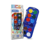 Doms 12 Shades 30Mm Water Colour Cakes | Easy To Use Palette Lid | Organic Rich Colour Pigments | Free Brush Inside | Non-Toxic 