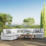 Modway Commix 5-Piece Outdoor Patio Armless Sectional Sofa, White