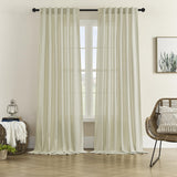 DONREN Linen Blend Back Tab Curtains Semi Sheer 50 x 90 Inch Sandshell