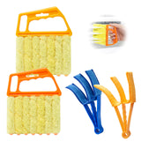 2Pcs Window Venetian 7 Finger Blind Cleaner Duster Tool and 2Pcs dust-Removing Brushes(Orange,Yellow, Blue)