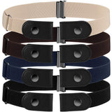 Syhood Women 4 Pieces No Buckle Stretch Belt BuckleFree Belt Invisible Elastic Belt With 4 Pieces Buckles For Jeans Pants, Asso