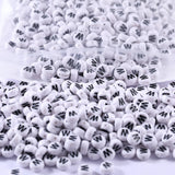 1000Pcs Flat Round Letter Beads 7x4mm with Letter W White Acrylic Beads for DIY Phone Case Glasses Decoration Bracelets Necklace