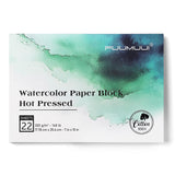Fuumuui Watercolor Paper Block 7x10 Inch, Smooth Surface 100% Cotton Watercolor Paper, 22 Sheets, 140lb/300gsm, Hot Press, Acid-