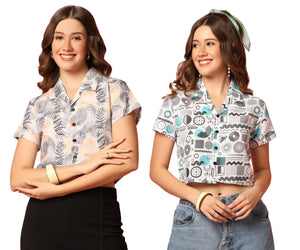 Toplot Women'S Casual Printed Crop Shirt With Half Sleeve Pack Of 2 (Combo-5059-Rou-Tre-Xs),Round-Tree,,B0CFTXGRQJ
