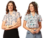Toplot Women'S Casual Printed Crop Shirt With Half Sleeve Pack Of 2 (Combo-5059-Rou-Tre-M),Round-Tree,,B0CFTZVGJ9