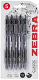 Zebra Pen Z Grip Smooth Multi- Coloured & Black Ballpoint Pens, Smooth & Comfortable Retractable Pens With Pocket Clip, Multipac