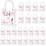 Tioncy 24 Pcs Golf Party Favor Bags with Pink Bow Golf Ball Clear Goodie Gift Treat Candy Goody Bags with Handle for Sports Them