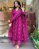 Gosriki Women'S Rayon Viscose Printed Anarkali Kurta With Palazzo & Dupatta (Dipa Rani-Gs_M_Pink_Medium),Pink,,B0DS18DK1D