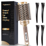 STYLEMATE Round Brush for Blow Out, Nano Thermal Ceramic & Ionic Tech, 2.1 Inch Barrel, Boar Bristles, Roller Brush for Blow Dry
