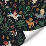 LHIUEM Fairytale Animals Wallpaper Mythical Forest Beasts Contact Paper(17.3X118in)Witchy Botanical Wall Paper Fly Wing Horse Li