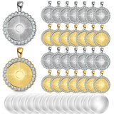Hicarer 48 Rhinestone Bezel Pendant Trays 24 Pcs Gold Silver 25 mm Round Bezel Trays Blank Pendant Bases with 24 Transparent Gla