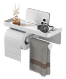 Double Toilet Paper Holder with Shelf, iMonse Paper Towel Holder Wall Mount,Tissue Roll Holder for Bathroom Kitchen RV, Double T
