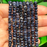 2 String 220PCS 3x5mm Natural Blue Color Speckled Beads for Jewelry Making, Songxi Facted Loose Gemstone Beads for DIY Bracelet 