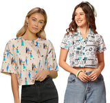 Toplot Women'S Casual Printed Crop Top With Short Sleeve Pack Of 2 (Combo-5135-Rou-Cku-Xs),Round-Chiku,,B0CCXVFG4H