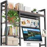 IBVIVIC Desktop Shelf, 32.3'' Desktop Organizer Shelf for Computer Monitor, 4 Tier Hutch Storage Rack for Home Office Dorm, Rust