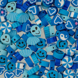 120pcs John Bead 9mm Assorted Blue Polymer Clay Craft Beads for Jewelry Bracelet Making