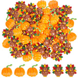 FOIMAS Thankgiving Resin Flatback Charms,50pcs Pumpkin Turkey Slime Embellishment Resin Miniatures for Fall Thanksgiving Craft O