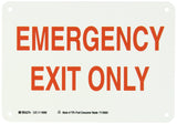 Brady 116088 10 Width x 7 Height B563 Plastic, Red on White Color Sustainable Safety Sign, Legend Emergency Exit Only