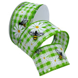 Morex Ribbon Wired Taffeta Bees and Blossoms Ribbon, 1.5 inch by 10 Yards, Apple Green, 7596.40/10-137