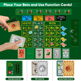 Premium Horse Racing Game with Cards and Dice, Horse Race Betting Board Game for Adult, Thickened Solid Wood with 143 Chips, 9 M