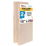 U.S. Art Supply Unfinished Cradled Wood Panels for Painting, 2 Pack of 10x20 inch - Gallery Birch Wooden Canvas Boards 1-1/2 Dee