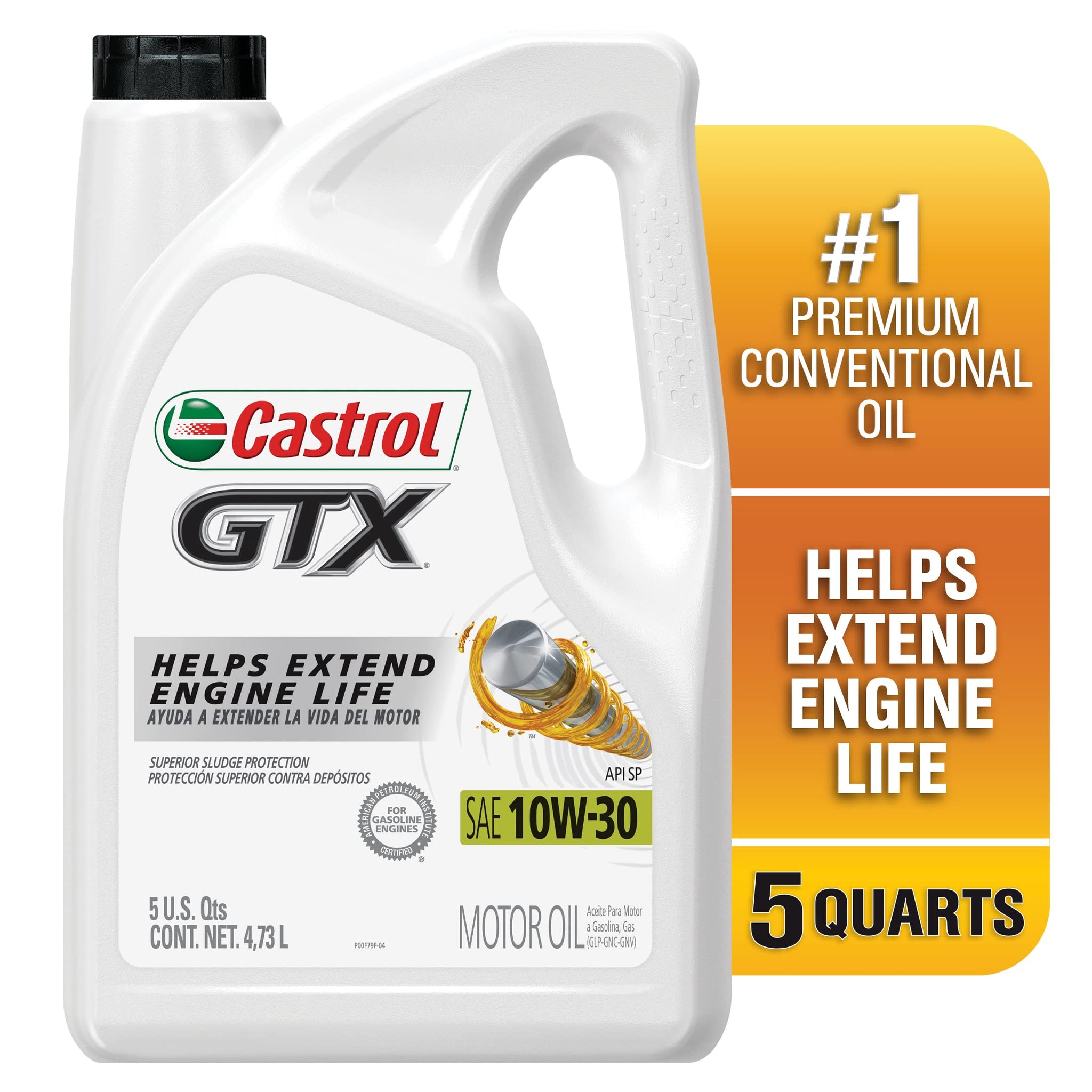 Castrol Gtx 10W-30 Conventional Motor Oil, 5 Quarts, 160 Fl Oz (Pack Of 1)