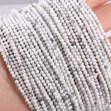 110pcs 3mm Natural White Howlite Stone Loose Round Beads Gemstone Smooth Samll Spacer Beads for jewerly Making Bracelet Necklace