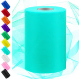 Swpeet 6 Inch by 100 Yards Blue Tulle Fabric Roll, Fabric Spool Tulle Ribbon, Netting Polyester Spool Ideal for DIY Handmade Bir