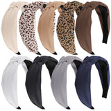 Funtopia Headbands for Women, 9pcs Fashion Knotted Headband Leopard Print Knot Hairband, Cute Wide Headbands for Women Girls Hai