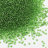 Tibaoffy Transparent Green with Silver Lined Beads Size 8/0 Crafts Glass Seed Beads 3mm for Jewelry Making (Total About 100g Abo