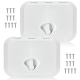 Datanly 2 Pcs Marine Deck Access Hatch 14.76  10.63 White Rectangle Boat Deck Hatch & Lid with 20 Screws Non Slip Surface for M