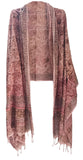 India Scarves Kalamkari Block Printed Hand Woven Stole With Tessels 75 X 180 Cm(Light Pink)