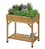 Vegtrug Eight Pocket Outdoor Wooden Garden Herb Raised Planter Pots For Windowsill Patio, Rectangular Rustproof Indoor Plant Set