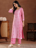 Libas Women'S Pure Cotton Kurta Set (27221_Pink Pink Xl