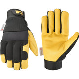 Wells Lamont Mens Insulated Leather Work Gloves - Winter Hybrid Gloves with 3M Thinsulate - Cowhide Grain Leather Palm & Spande