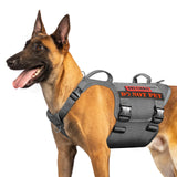 OneTigris Tactical Large Dog Harness, 5X Metal Buckled No Pull Service Dog Harness Vest with Hook & Loop Panels, Military Heavy 