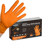 TITANflex Thor Grip Heavy Duty Industrial Orange Nitrile Gloves, 8-mil, Gloves Disposable Latex with Raised Diamond Texture Grip