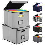 Hleelomi Collapsible File Box with Lid & Plastic Slide - Hanging Document Organizer for Office/Home, 14.96x12.6x10.83 Inch,Decor