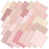 Whaline 60 Pcs Flower Cotton Fabric Bundles Pink Floral Fabric Square Flower Leaves Sewing Fabrics for DIY Handmade Craft Decor,