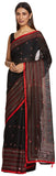 Anni Designer Womens Jute Silk Printed Mirror Embroidery Black Saree With Blouse,Black,Free Size