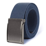 Canvas Web Belt | Cut To Fit Up To 52 | FlipTop Brushed Silver Nickel Buckle (Navy)
