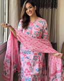 Gosriki Women'S Rayon Blend Straight Printed Kurta With Pant & Dupatta (Kumud Pink-Vks01-Gs_Xl_Pink_X-Large),Pink,,B0DD78B616
