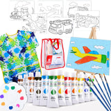 J MARK Kids Paint Set Acrylic Kids Painting Kit Storage Bag, Paints, Easel, Canvas, Brushes