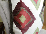 Plutus Brands Plutus Earth Native-Trail Handmade Throw Pillow, 12 X 25, White/Green/Red